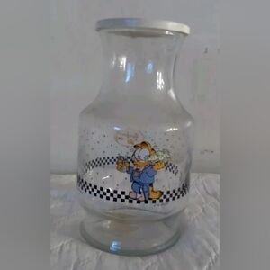Vintage Garfield Fat CAT cafe Juice Pitcher with Checkerboard Design
